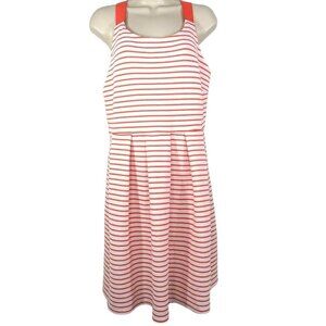 Its Fashion Dress Pleated Women Plus Size 1X Orange & White Striped NEW w/FLAW